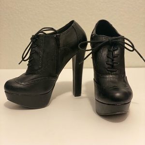 Black platform ankle booties/heels